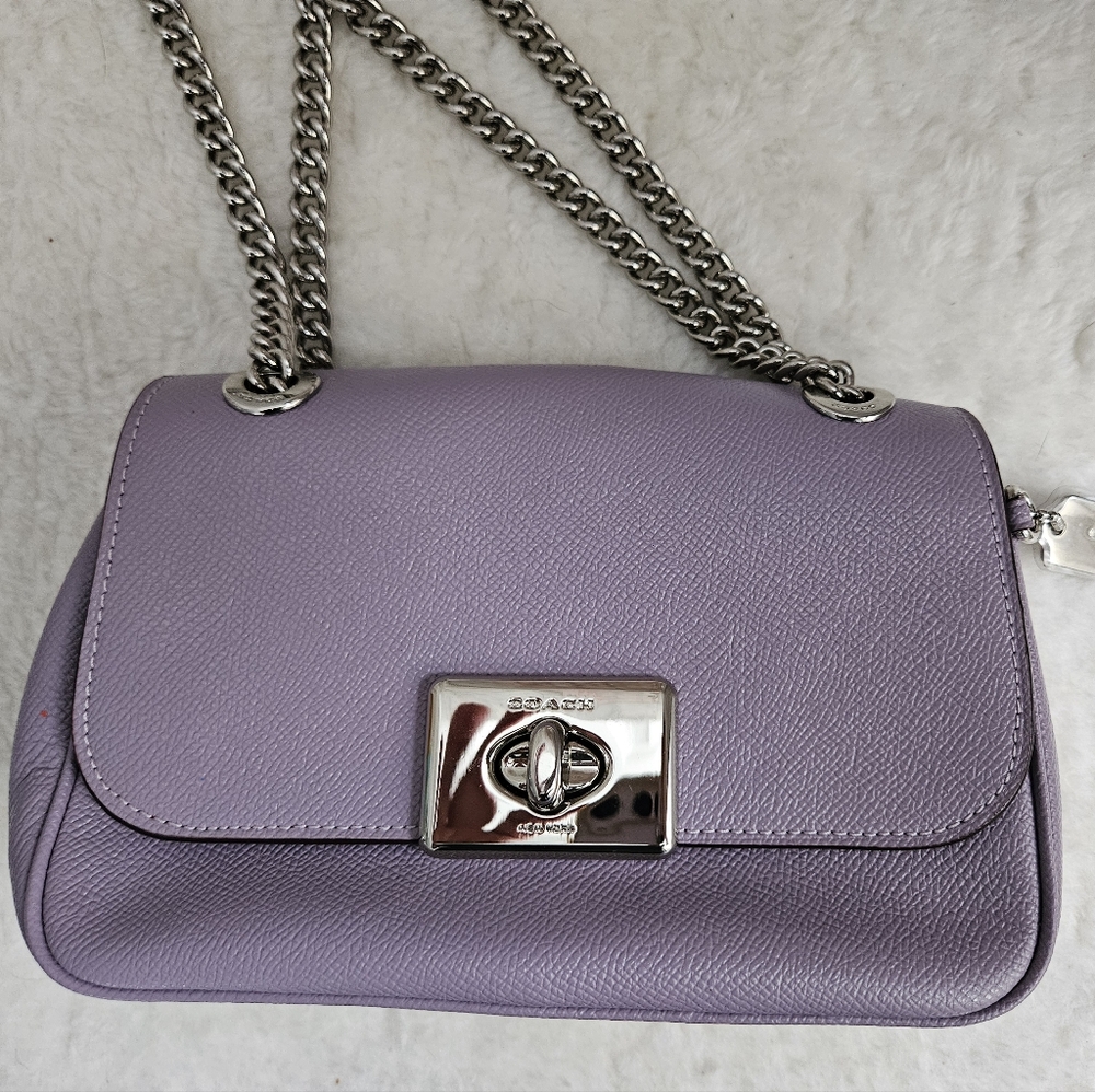 Coach Purple Leather Shoulder Bag